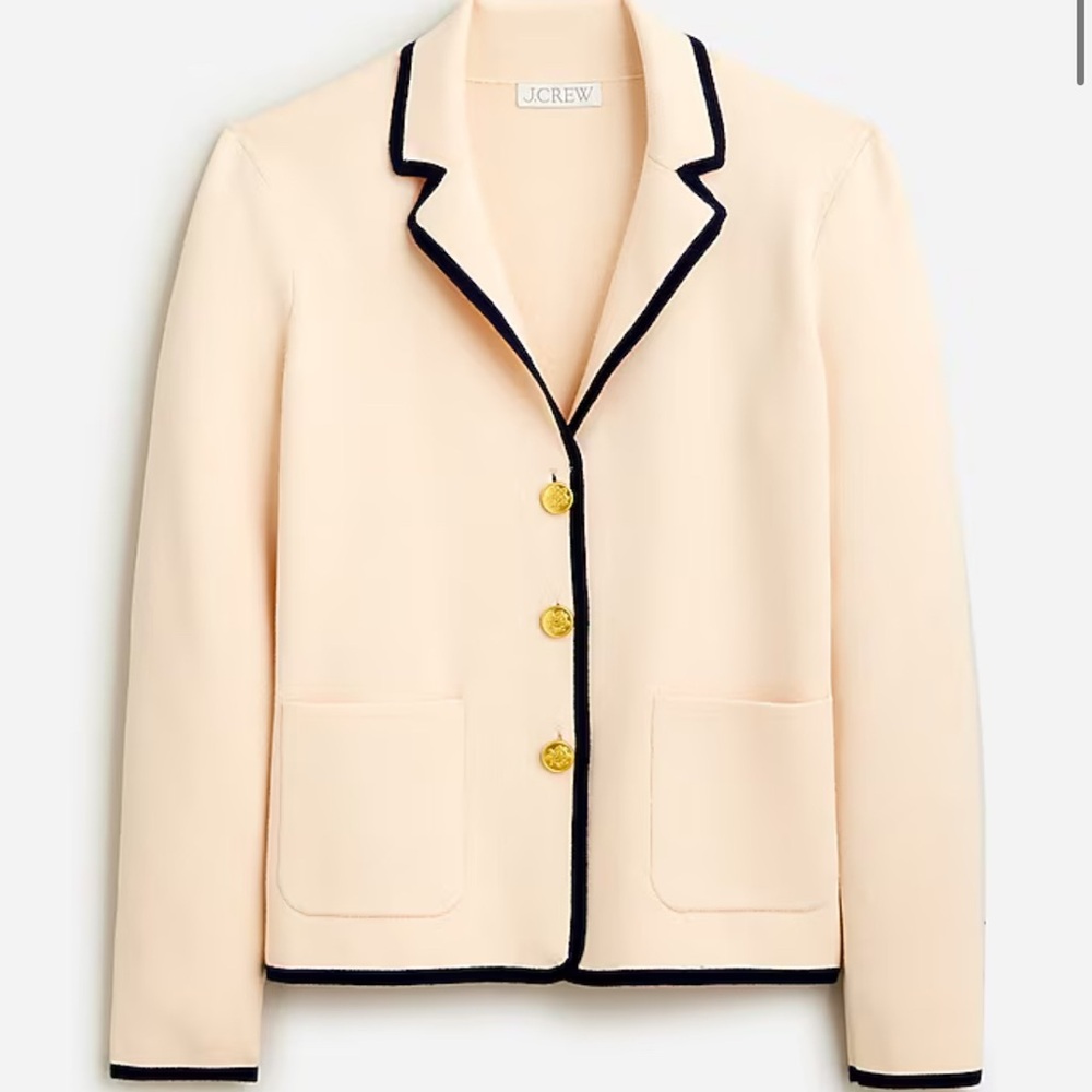 J. Crew Beige Blazer with Dark Trim